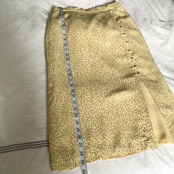 Frank & Oak Pastel Yellow Button Down Dainty Floral Midi Skirt S - Picture 14 of 15